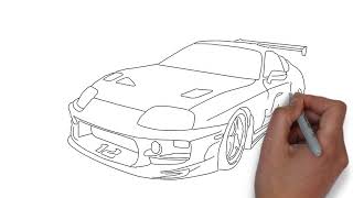 How to draw toyota supra fast and furious step by step