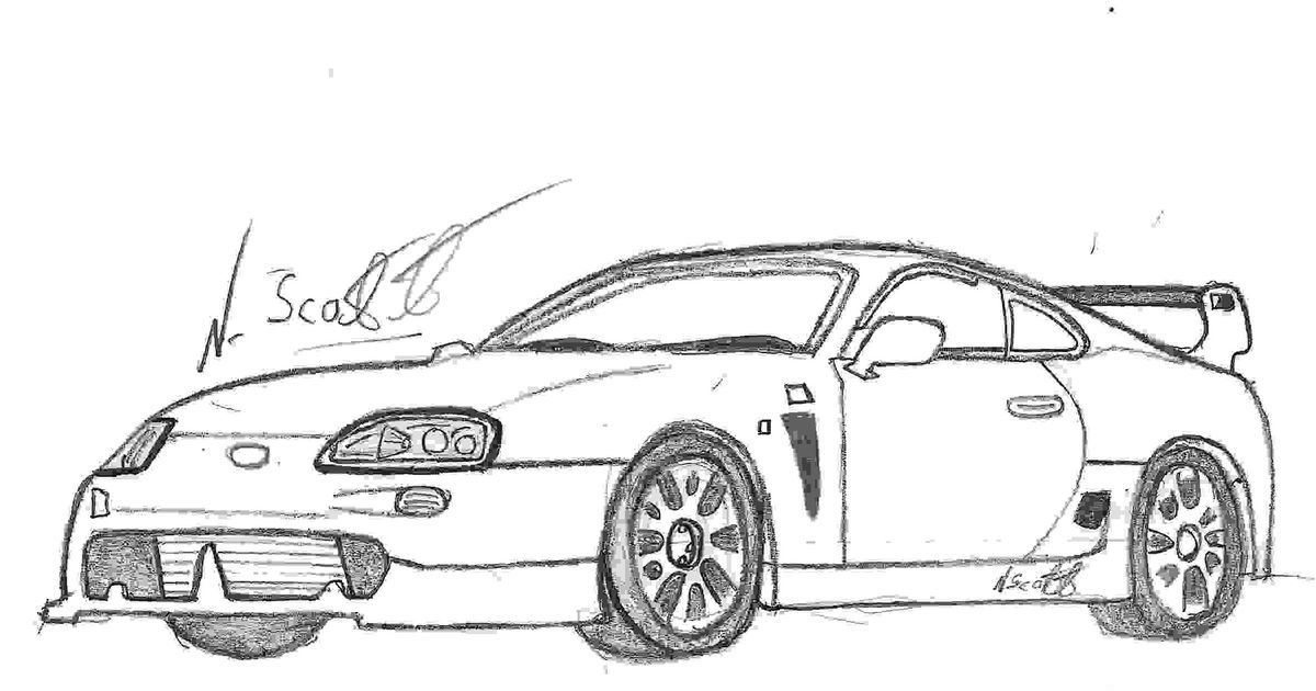 Art sketch handrawn toyota supra mk