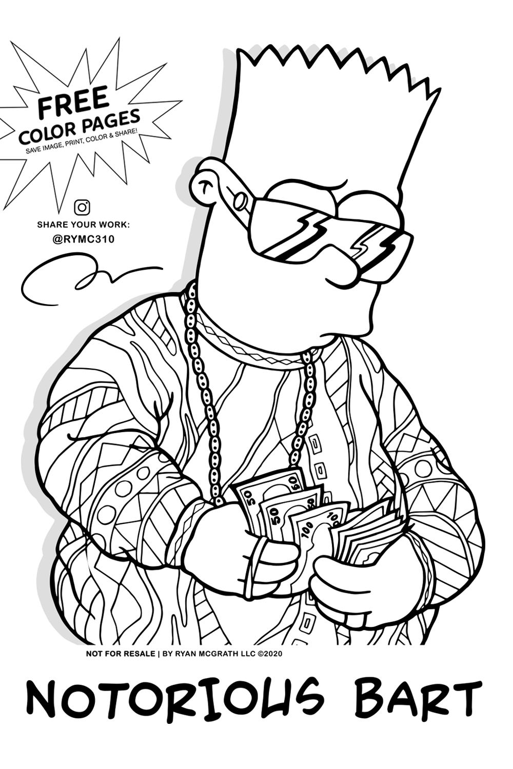 Notorious bart byrm color page coloring pages coloring book pages coloring books