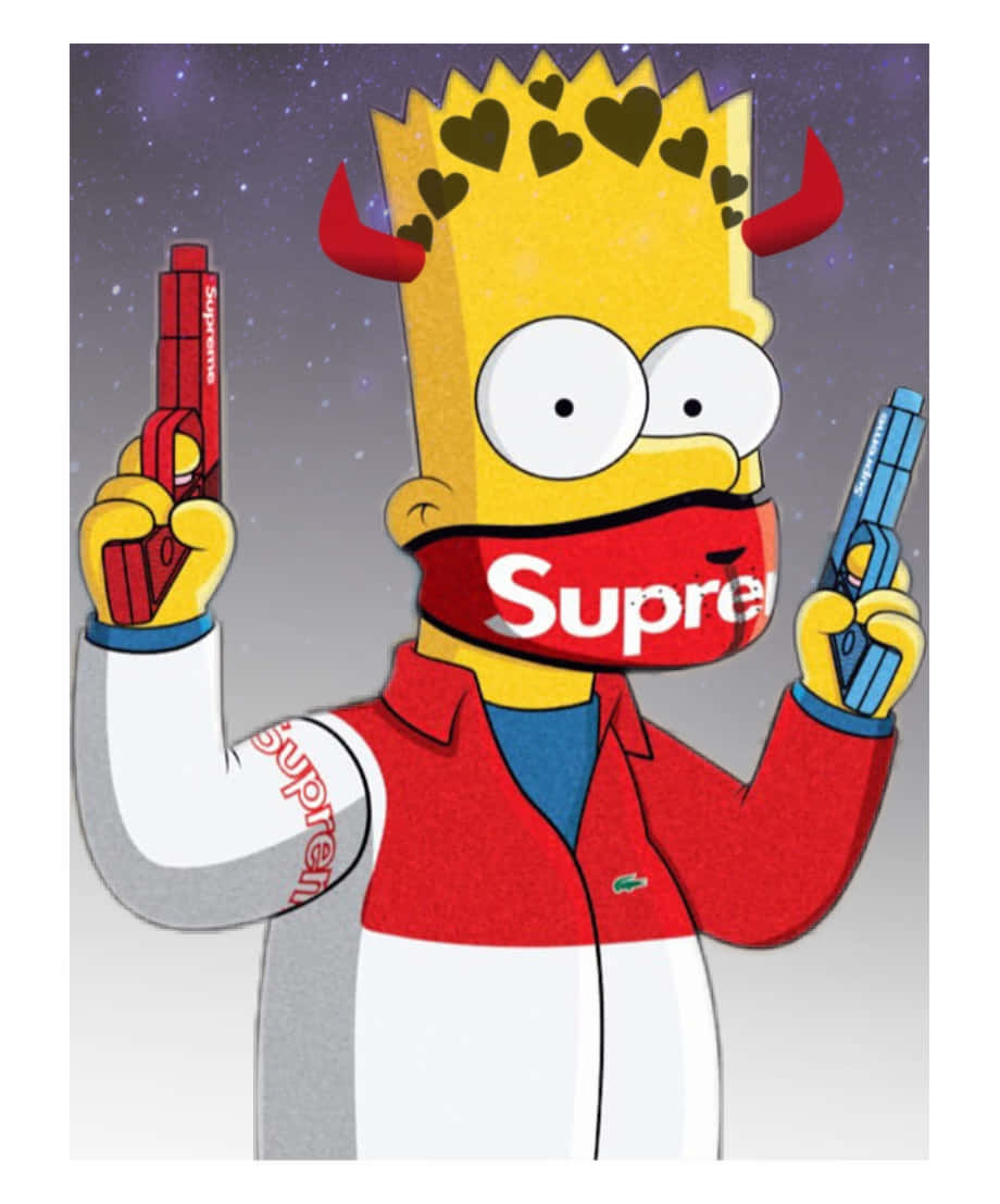 Download supreme bart simpson iconic streetwear style wallpaper
