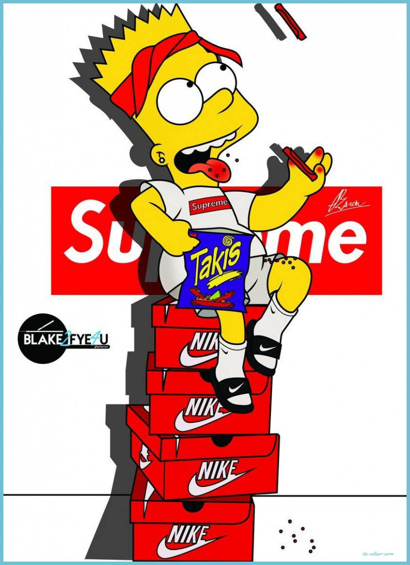 Download the stylish bart simpson in supreme style drip art wallpaper