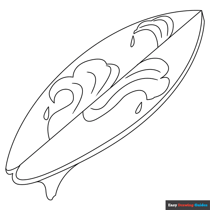 Surfboard coloring page easy drawing guides