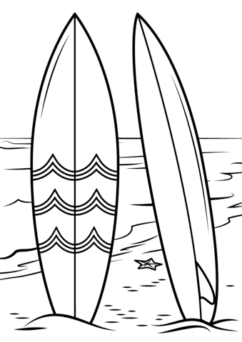 Surfboards on beach coloring page free printable coloring pages