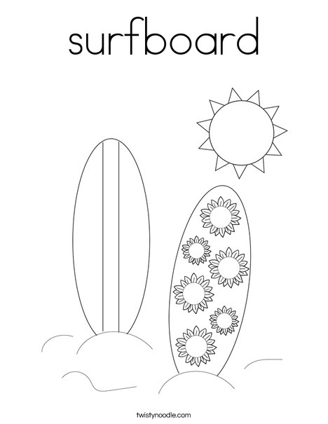 Surfboard coloring page