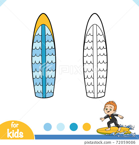 Coloring book for kids surfboard