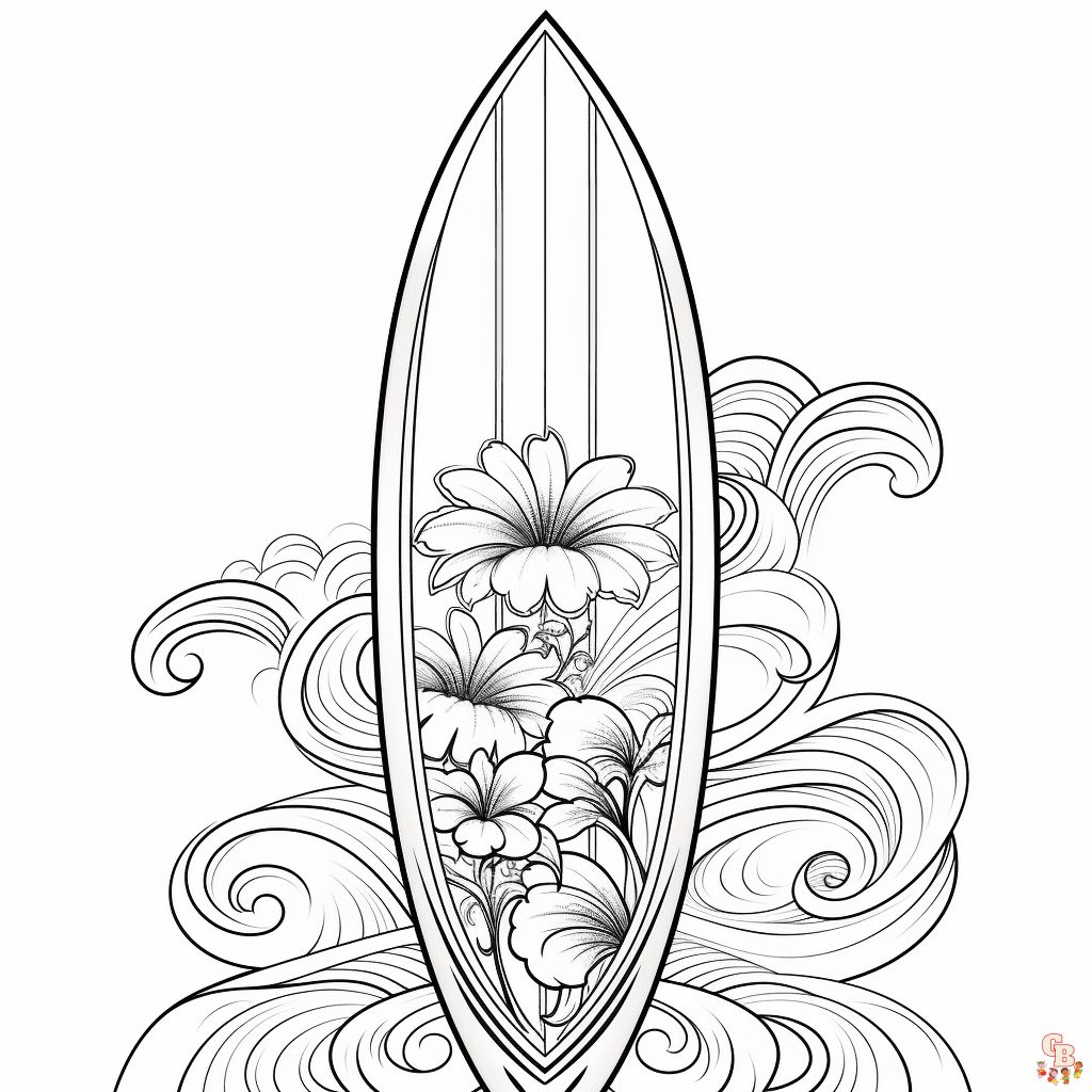Printable surfboard coloring pages free for kids and adults