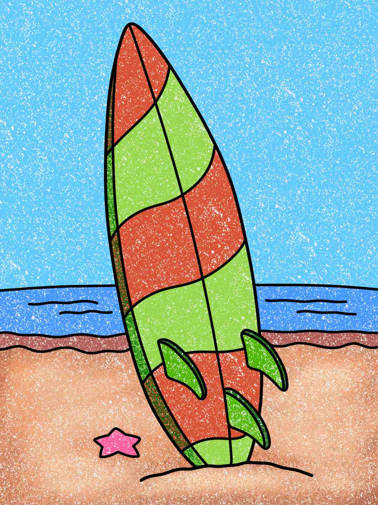 How to draw a surfboard