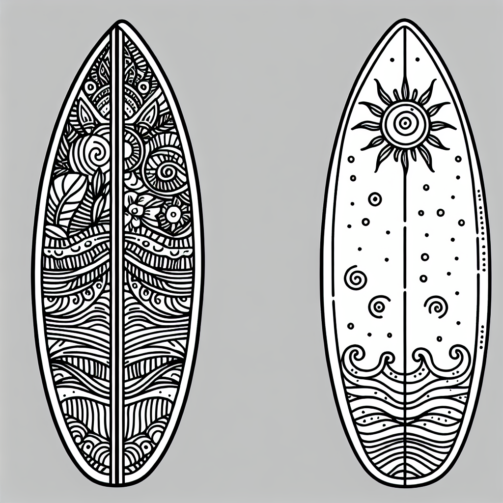 Surfboard coloring pages