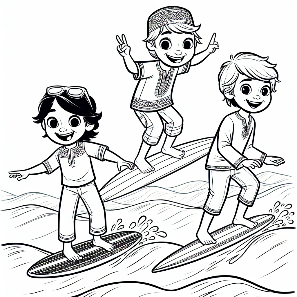 Surfboard coloring pages