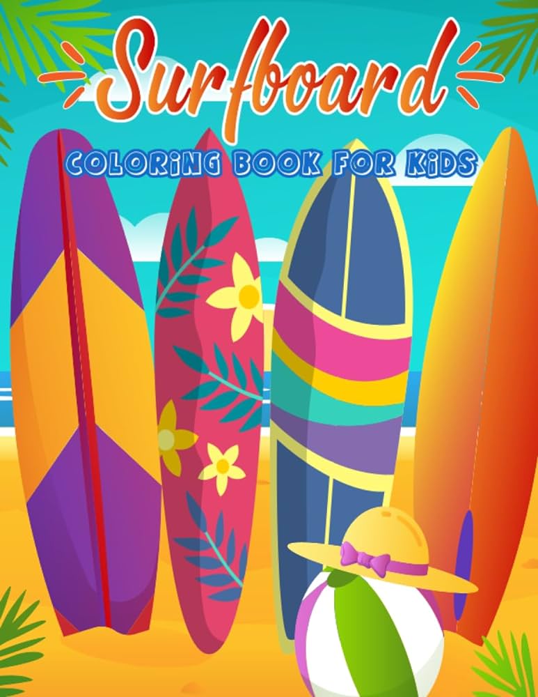 Surfboard coloring book for kids a coloring book with beautiful drawings of surfboards surfing and more great gift for kids who loves the beach house naima book books