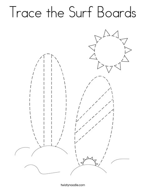 Trace the surf boards coloring page