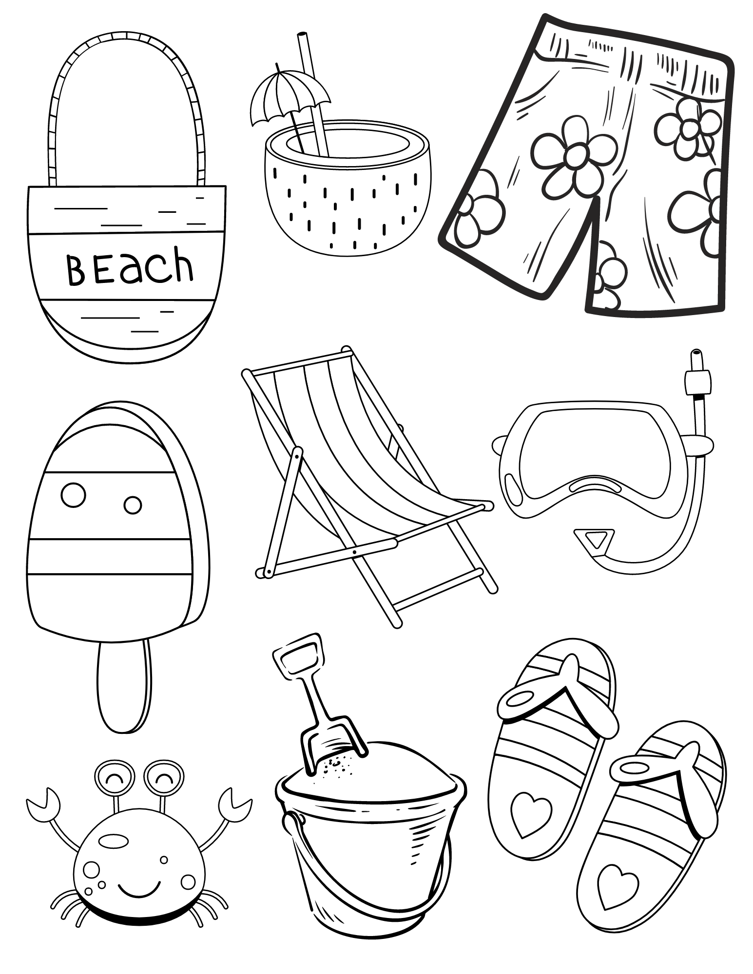 Free printable beach coloring pages for kids and adults