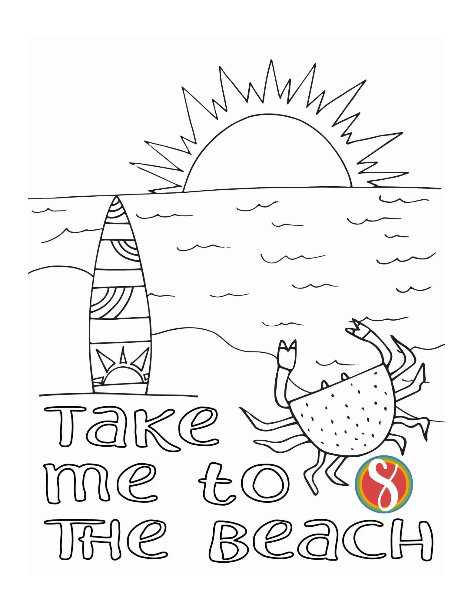 Free beach coloring pages â stevie doodles