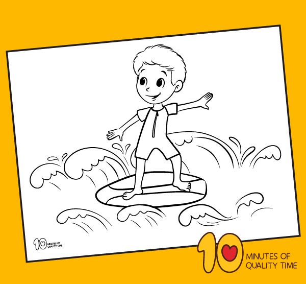 Surfer boy coloring page â minutes of quality time