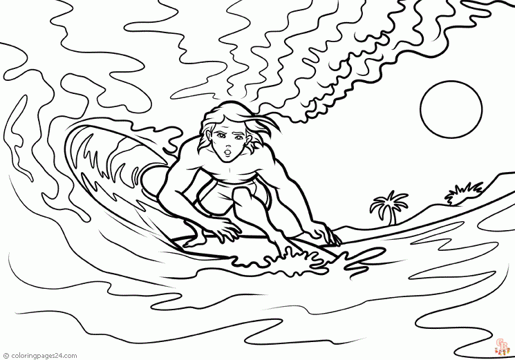 Printable surfing coloring pages free for kids and adults