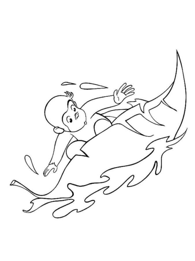 Surfing on a huge sheet coloring page