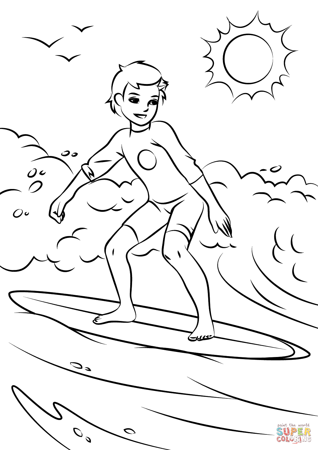 Surfer boy coloring page free printable coloring pages