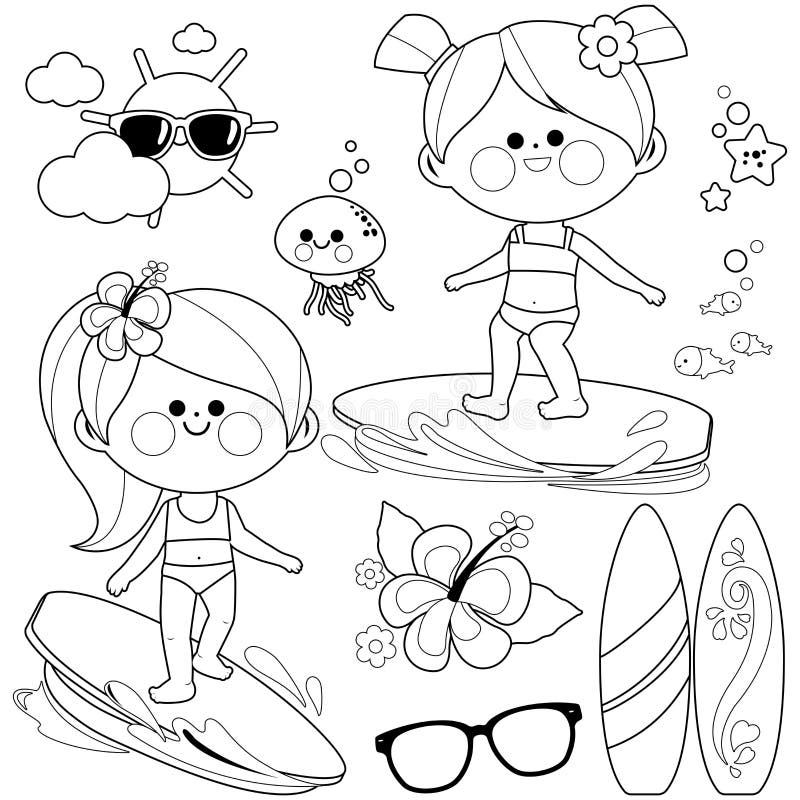 Coloring surfing stock illustrations â coloring surfing stock illustrations vectors clipart