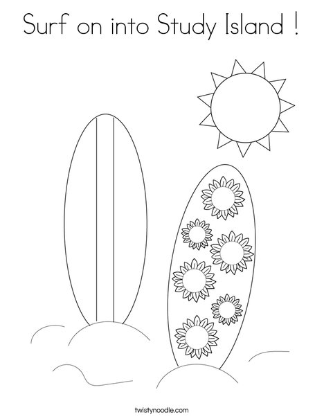 Surf on into study island coloring page