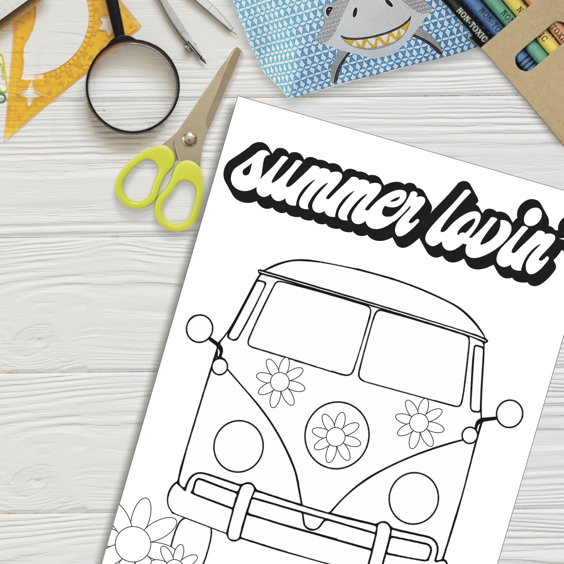 Surf bus coloring sheet