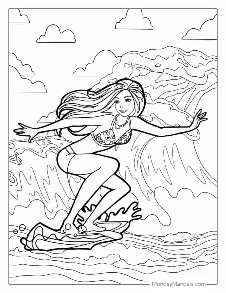 Barbie coloring pages free pdf printables