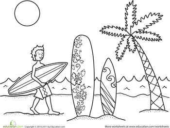 Surfer dude worksheet education coloring pages surfer dude summer coloring pages