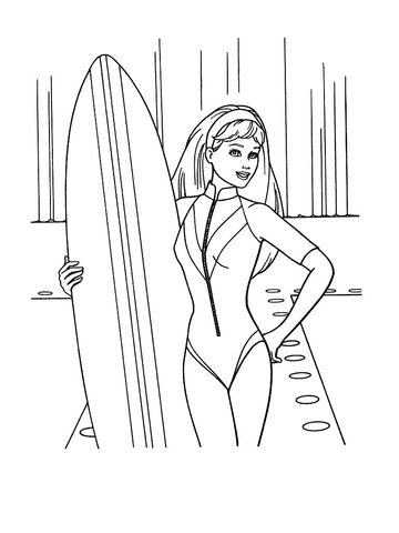 A girl surfer coloring page barbie coloring pages coloring pages barbie coloring