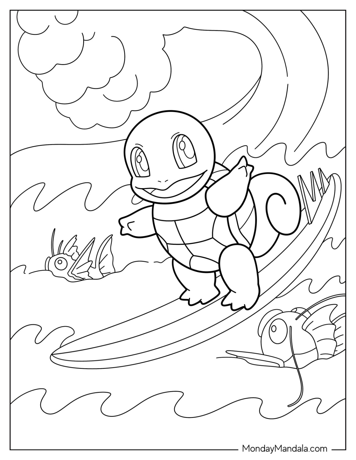 Squirtle coloring pages free pdf printables