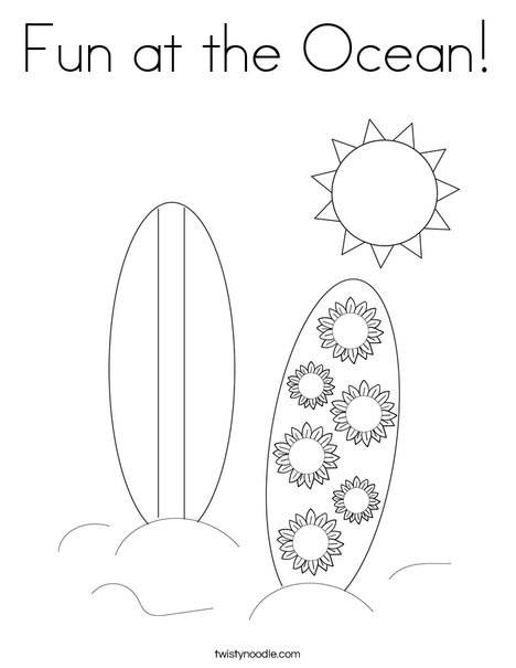 Fun at the ocean coloring page