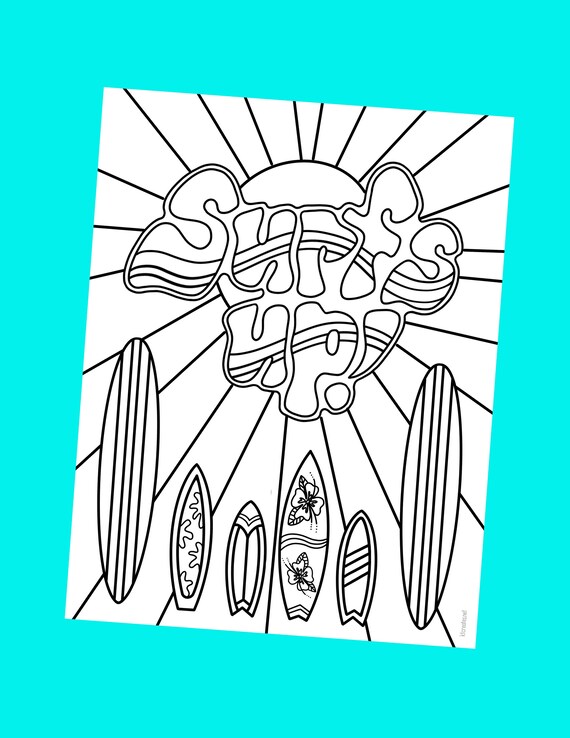 Surfs up coloring page