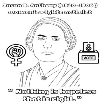 Susan b anthony coloring pages tpt