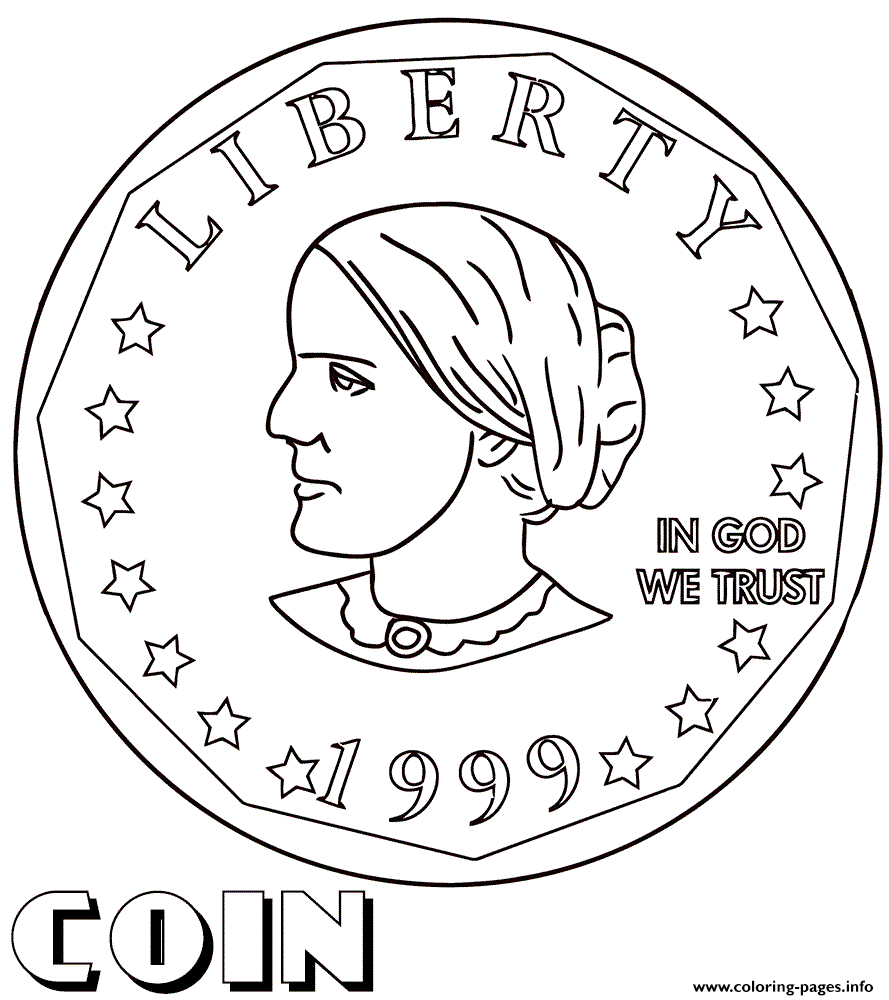 Susan b anthony coin coloring page printable