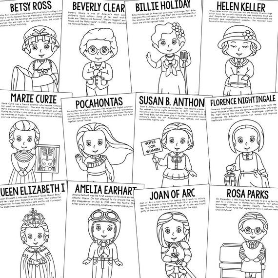 Womens history month coloring pages activity social