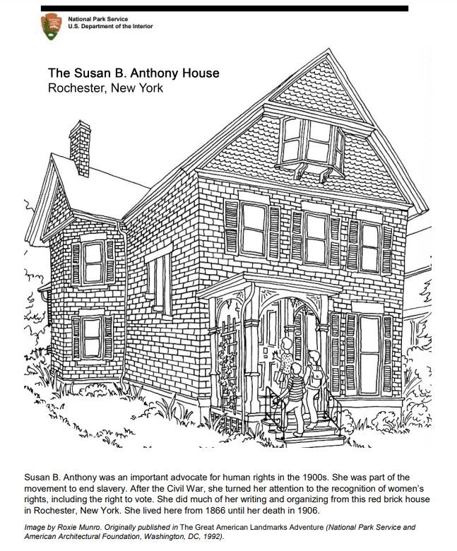 Coloring page susan b anthony house us national park service