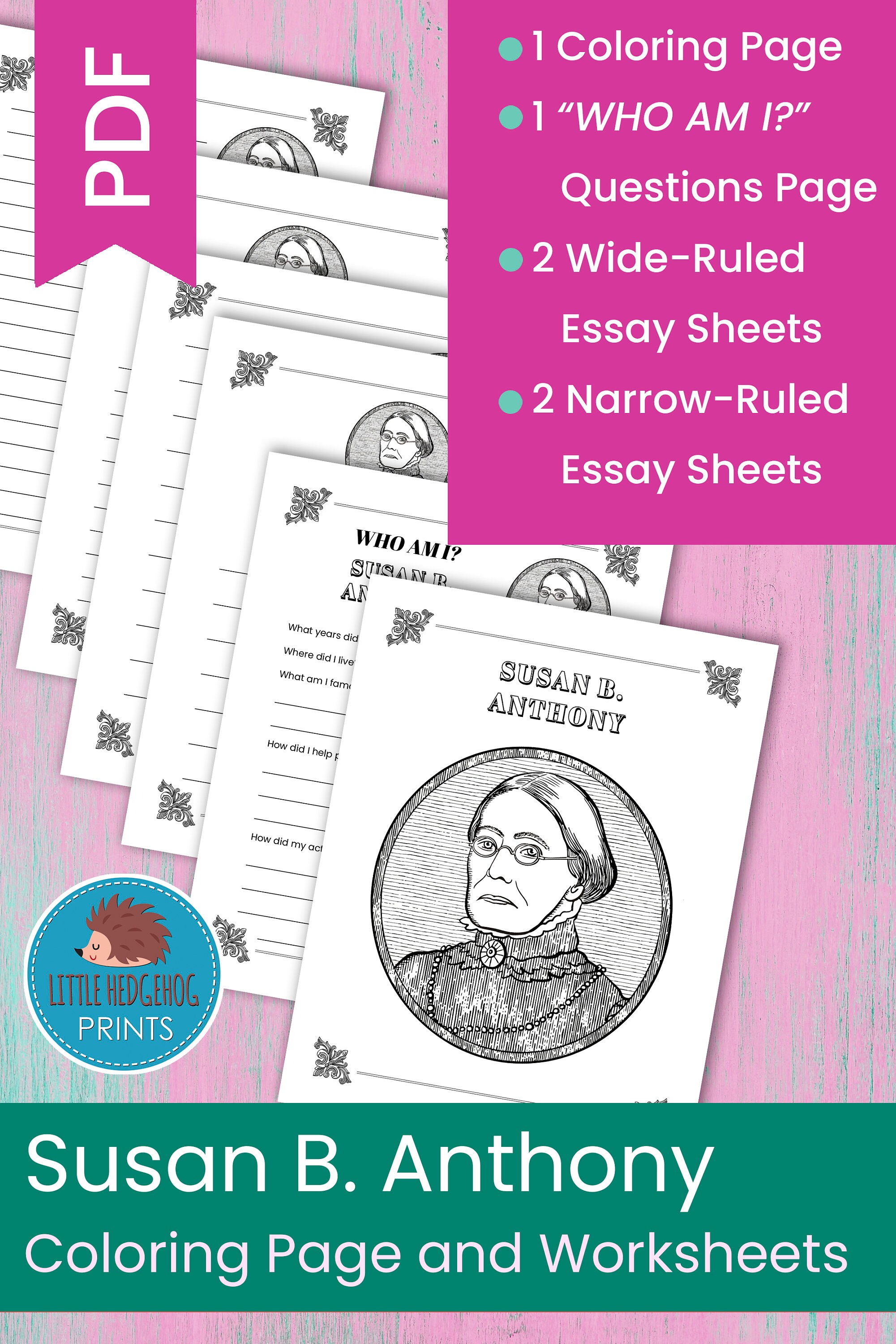 Susan b anthony coloring page and worksheets womens history month voting suffrage