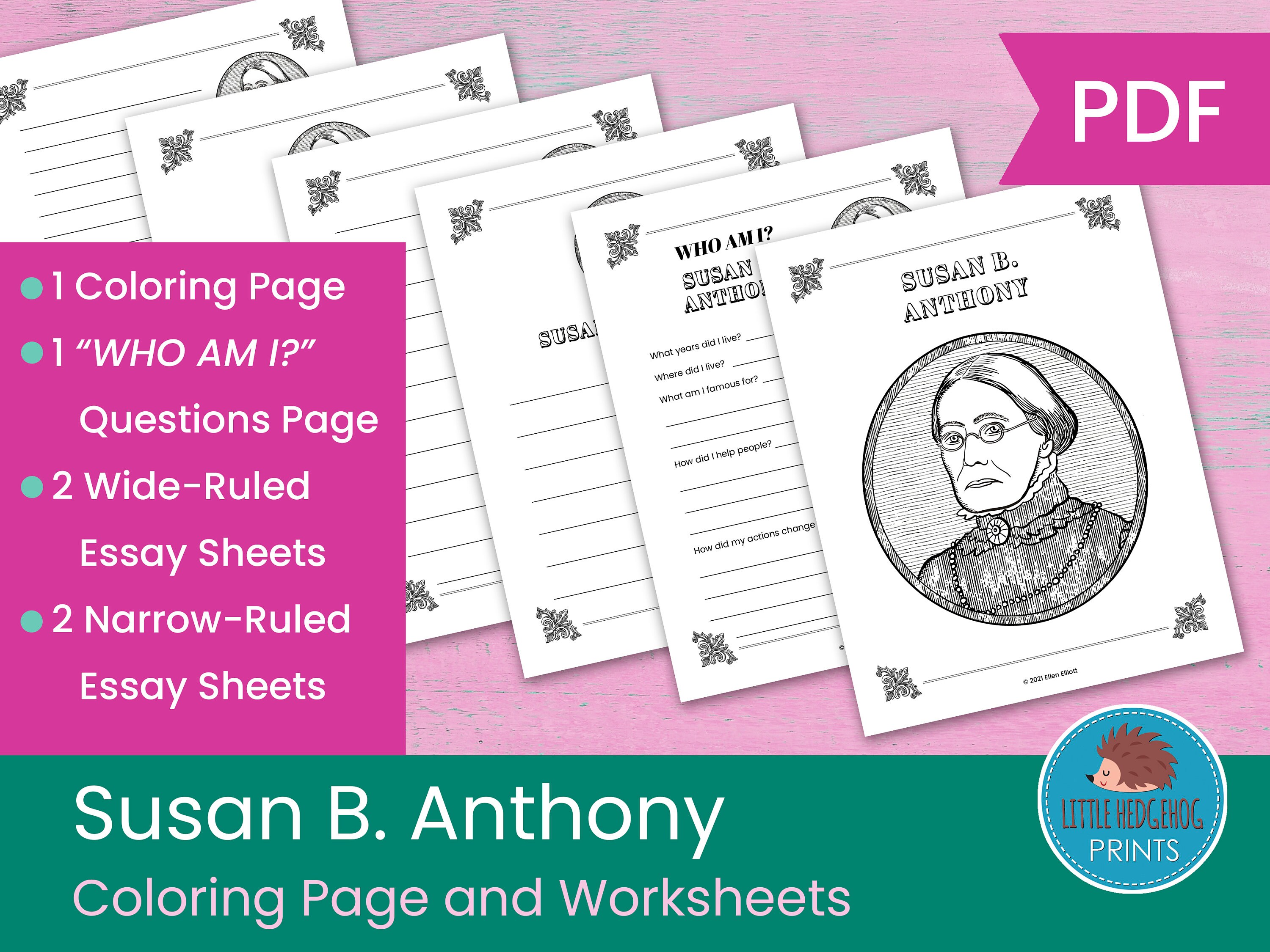 Susan b anthony coloring page and worksheets womens history month voting suffrage