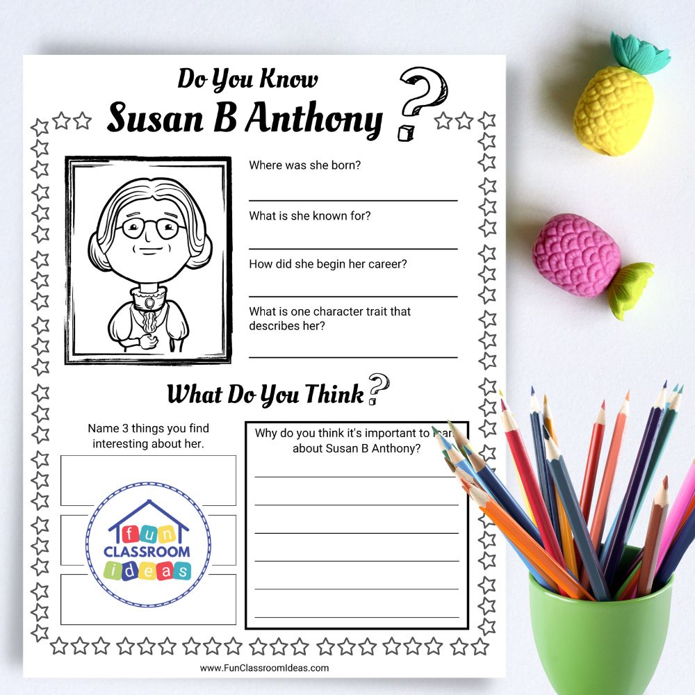 Free susan b anthony worksheet