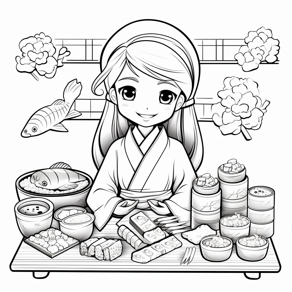 Sushi coloring pages