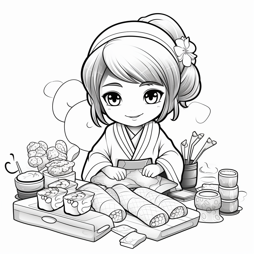 Sushi coloring pages