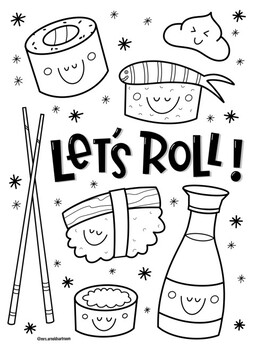 Sushi coloring page by mrs arnolds art room tpt