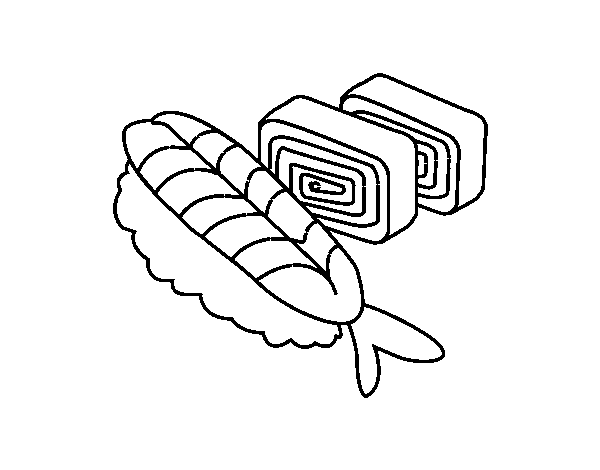 Sushi and sashimi coloring page