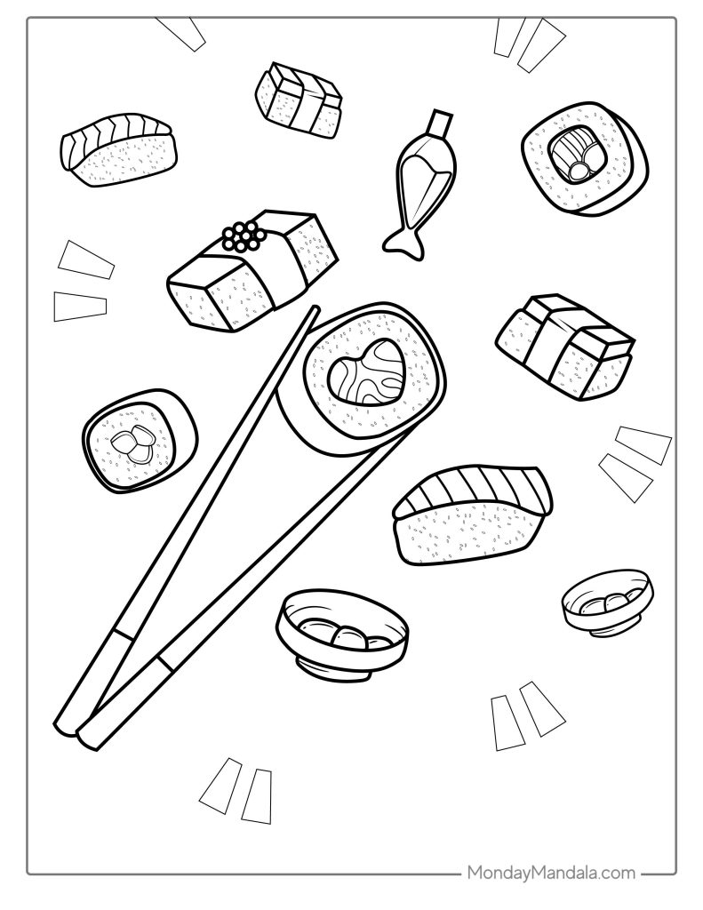 Food coloring pages free pdf printables