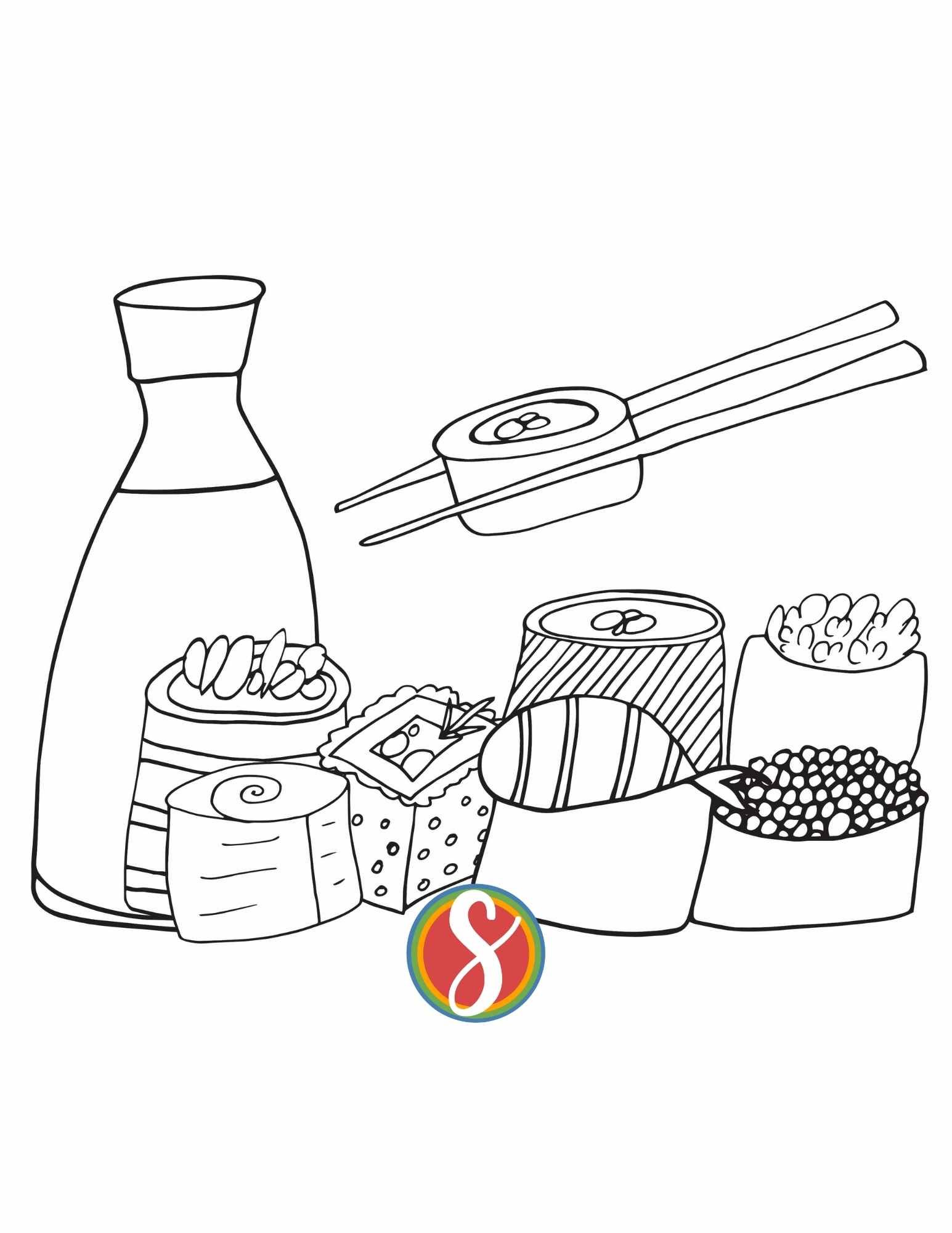 Free sushi coloring pages â stevie doodles