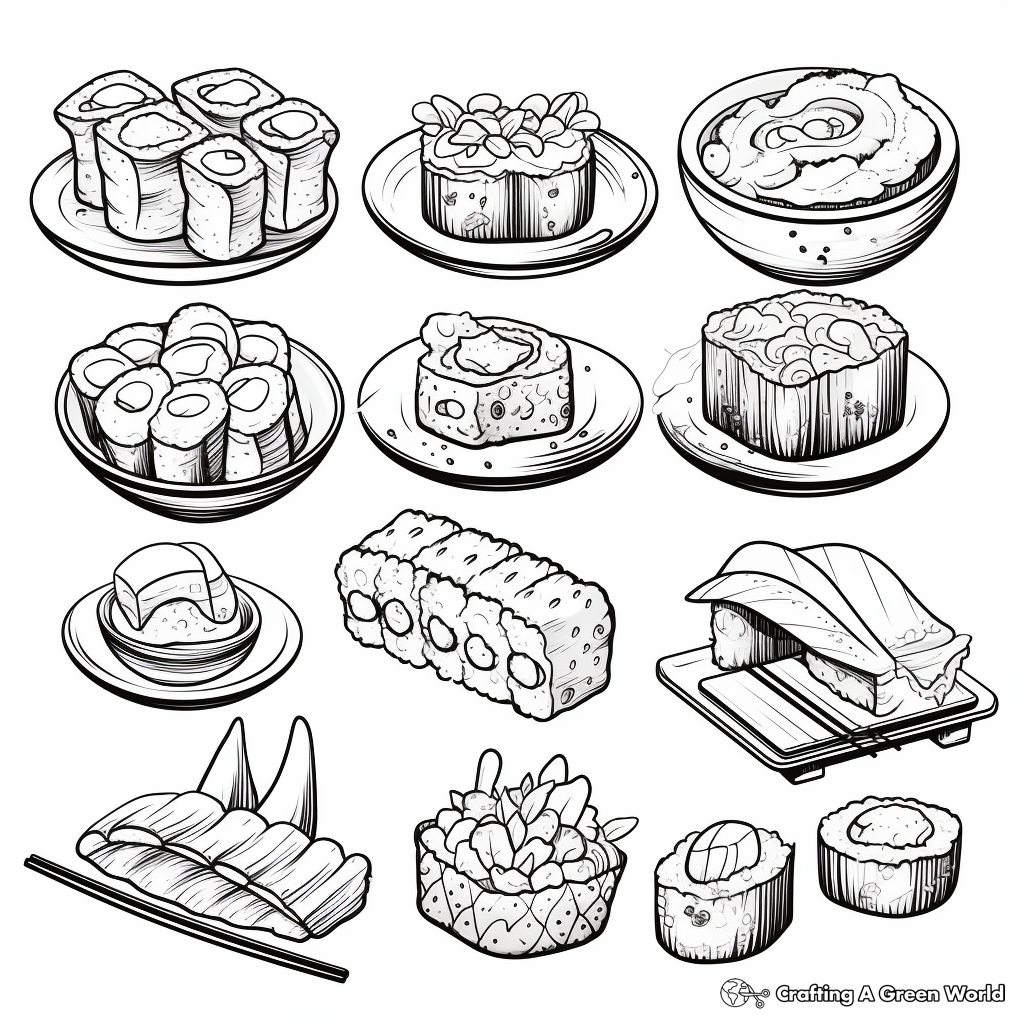 Sushi coloring pages