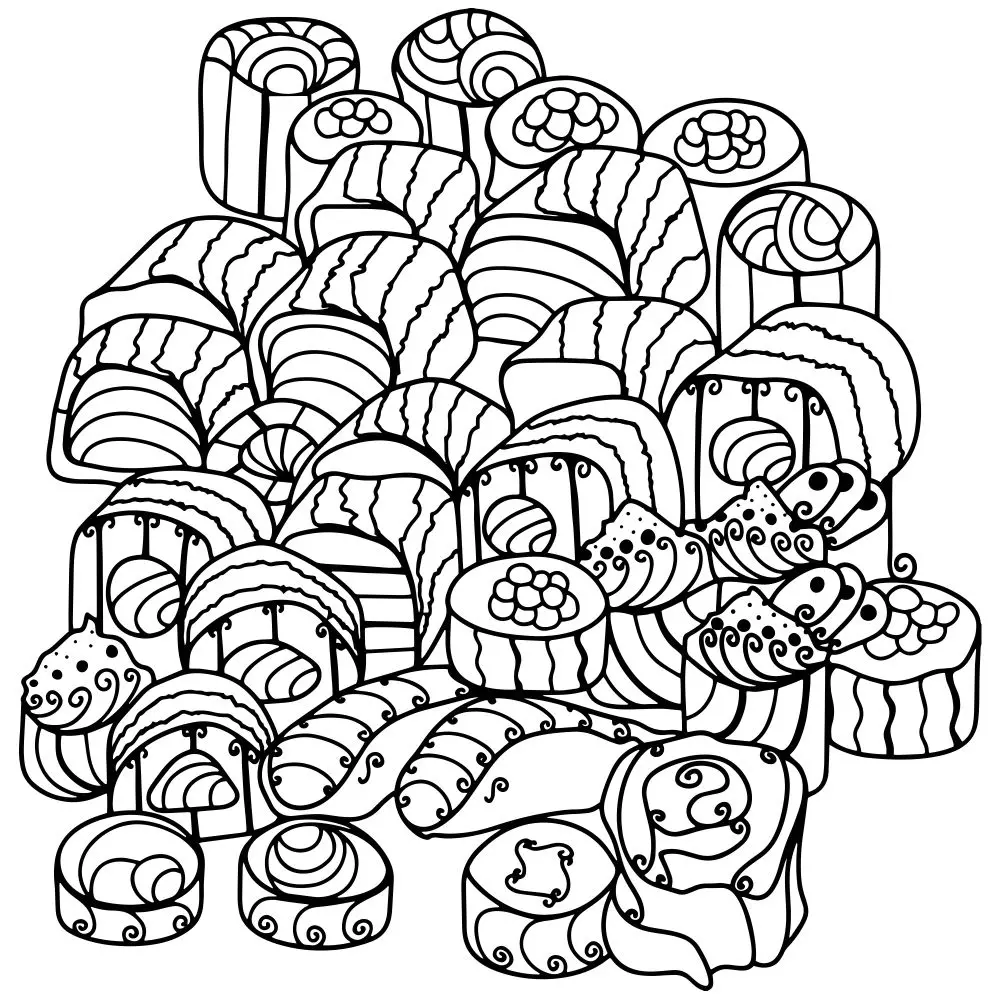 Free sushi coloring pages for download printable pdf