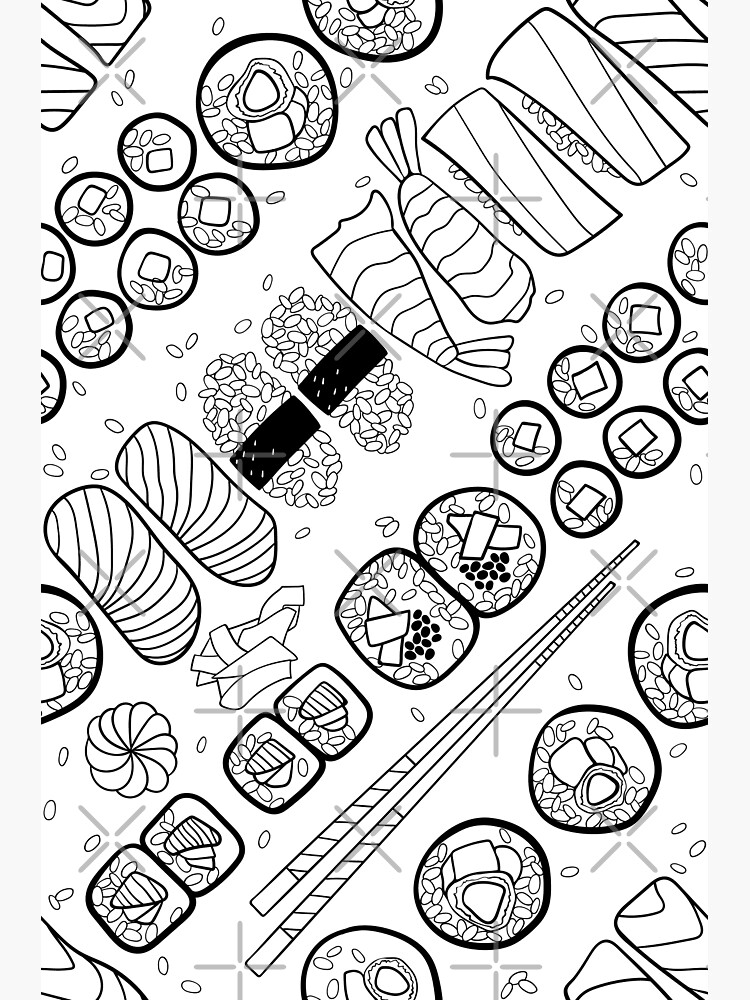 Sushi coloring poster for sale by markãta stengl