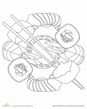 Sushi worksheet education detailed coloring pages coloring pages mandala coloring pages