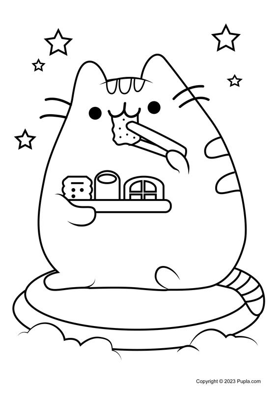 Ðï pusheen eating sushi