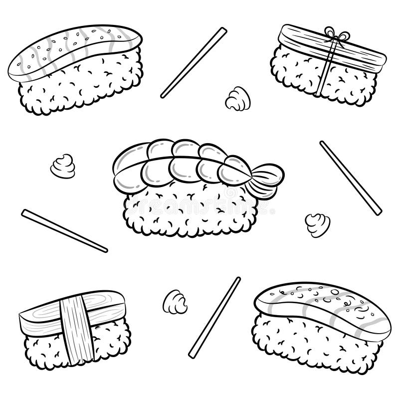 Sushi coloring stock illustrations â sushi coloring stock illustrations vectors clipart