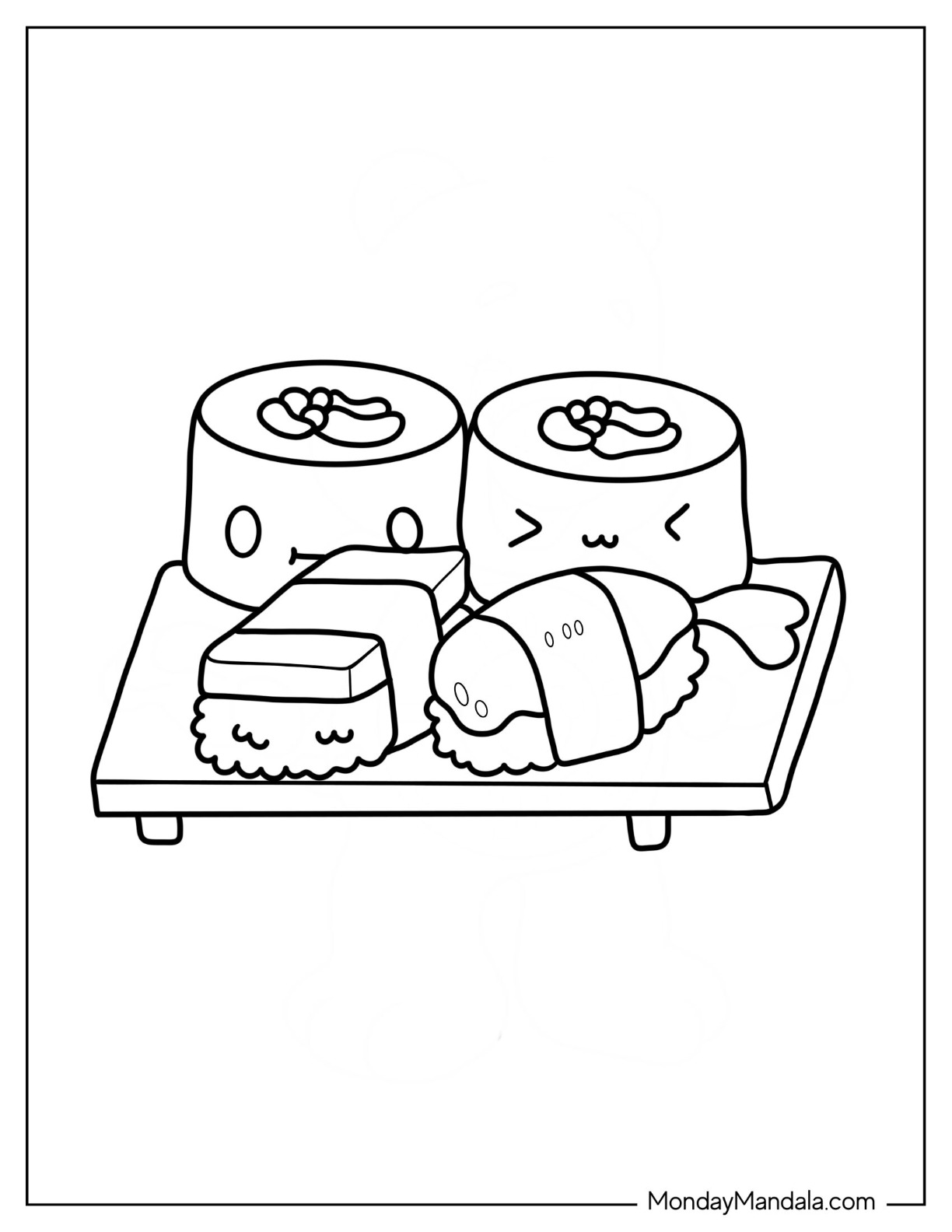 Sushi coloring pages free pdf printables